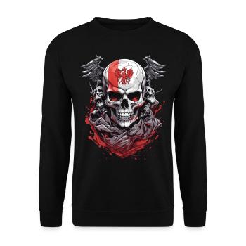 Polish Skull: Patriotic Flag - Unisex Sweatshirt - black - Front - Alina (178cm) & Michal (187cm)