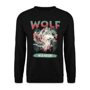 Loup tête de loup Nature nature sauvage aventure forêt Art - Sweat-shirt Unisexe - noir - Devant - Alina (178cm) & Michal (187cm)