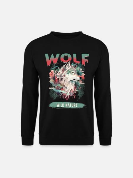 Loup tête de loup Nature nature sauvage aventure forêt Art - Sweat-shirt Unisexe - noir