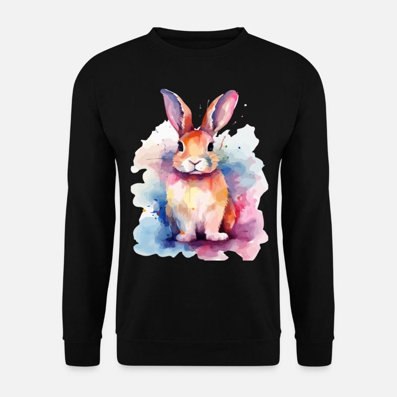 Bunter Aquarellhase - Unisex Pullover - Schwarz