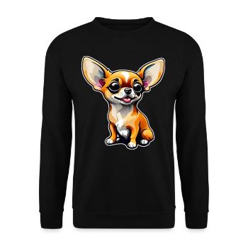Cute Little Chihuahua Dog in Comic Style I - Unisex Sweatshirt - black - Front - Alina (178cm) & Michal (187cm)