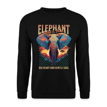 Éléphant Afrique Safari Nature nature sauvage aquarelle Art - Sweat-shirt Unisexe - noir - Devant - Alina (178cm) & Michal (187cm)