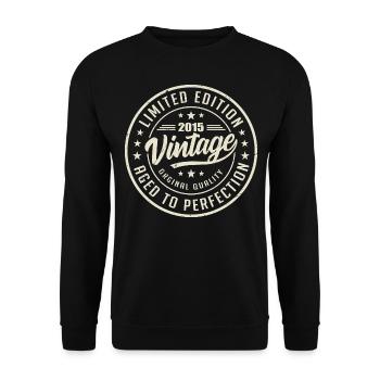 Vintage 2015 Cadeau 2015 Anniversaire Rétro 2015 - Sweat-shirt Unisexe - noir - Devant - Alina (178cm) & Michal (187cm)