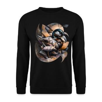 Canard élégant / Motif abstrait / Chasseur / Costume traditionnel - Sweat-shirt Unisexe - noir - Devant - Alina (178cm) & Michal (187cm)