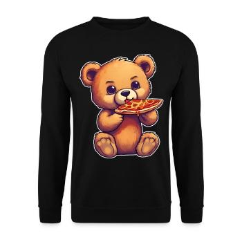 L’ours en peluche adore la pizza - Sweat-shirt Unisexe - noir - Devant - Alina (178cm) & Michal (187cm)