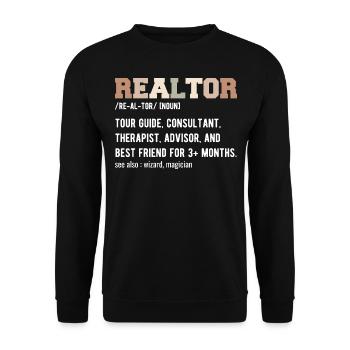Lustiger Immobilienmakler - Makler Definition - Unisex Pullover - Schwarz - Vorne - Alina (178cm) & Michal (187cm)