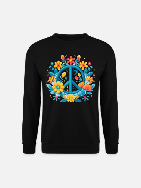 Peace Love 60's 70's Groovy Costume Flowers - Sweat-shirt Unisexe - noir