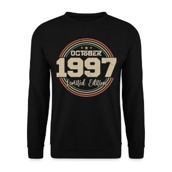 Born in October 1997 Retro Birthday October 1997 - Unisex Sweatshirt - black - Front - Alina (178cm) & Michal (187cm)