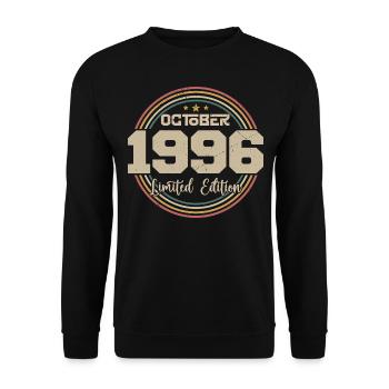 Born in October 1996 Retro Birthday October 1996 - Unisex Sweatshirt - black - Front - Alina (178cm) & Michal (187cm)