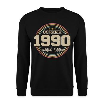 Born in October 1990 Retro Birthday October 1990 - Unisex Sweatshirt - black - Front - Alina (178cm) & Michal (187cm)