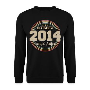Né en octobre 2014 Retro Anniversaire Octobre 2014 - Sweat-shirt Unisexe - noir - Devant - Alina (178cm) & Michal (187cm)