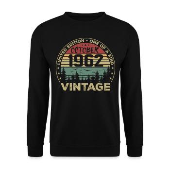 Anniversaire Millésime Fabriqué en Octobre 1962 - Sweat-shirt Unisexe - noir - Devant - Alina (178cm) & Michal (187cm)