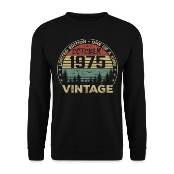 Anniversaire Millésime Fabriqué en Octobre 1975 - Sweat-shirt Unisexe - noir - Devant - Alina (178cm) & Michal (187cm)