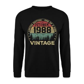 Vintage Anniversary Made in October 1988 - Unisex Sweatshirt - black - Front - Alina (178cm) & Michal (187cm)