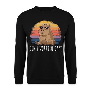 Retro Rodent Funny Capybara Dont Be Worry Be Capy - Unisex Sweatshirt - black - Front - Alina (178cm) & Michal (187cm)