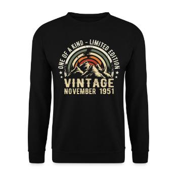 Anniversaire novembre 1951 - Cadeau Novembre 1951 - Sweat-shirt Unisexe - noir - Devant - Alina (178cm) & Michal (187cm)