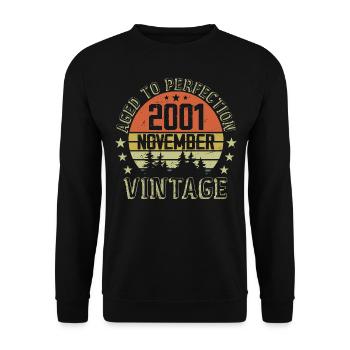 Birthday November 2001 Vintage November Gift - Unisex Sweatshirt - black - Front - Alina (178cm) & Michal (187cm)