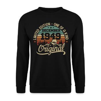 Original Cadeau Anniversaire 76 ans, Décembre 1949 - Sweat-shirt Unisexe - noir - Devant - Alina (178cm) & Michal (187cm)