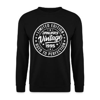 Born January 1995 Retro Birthday January 1995 - Unisex Sweatshirt - black - Front - Alina (178cm) & Michal (187cm)