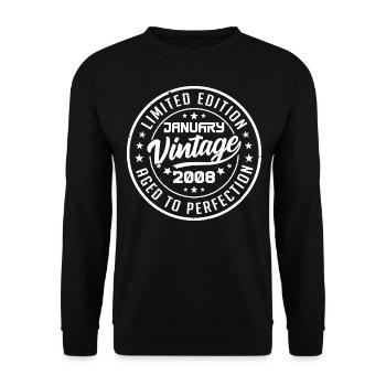 Born in January 2008 Retro Birthday January 2008 - Unisex Sweatshirt - black - Front - Alina (178cm) & Michal (187cm)