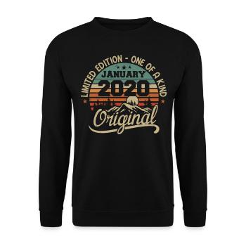 Janvier 2020 I Anniversaire Nées En Janvier 2020 - Sweat-shirt Unisexe - noir - Devant - Alina (178cm) & Michal (187cm)