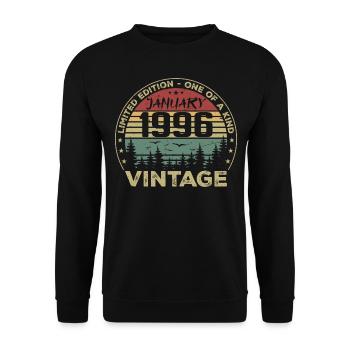 Vintage January 1996 Birthday January 1996 - Unisex Sweatshirt - black - Front - Alina (178cm) & Michal (187cm)