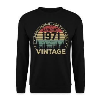 Vintage January 1971 Birthday January 1971 - Unisex Sweatshirt - black - Front - Alina (178cm) & Michal (187cm)