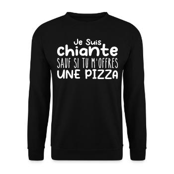 Frau, die liebt: Pizza. Lustige Designs Humor - Unisex Pullover - Schwarz - Vorne - Alina (178cm) & Michal (187cm)