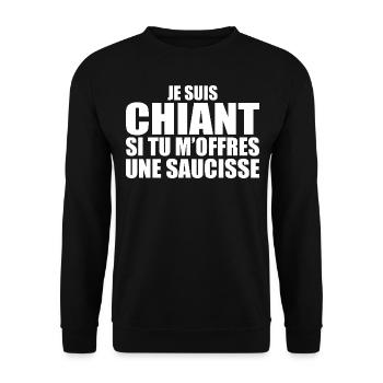 Homme qui adore : Saucisse. Design Drôle Humour - Sweat-shirt Unisexe - noir - Devant - Alina (178cm) & Michal (187cm)