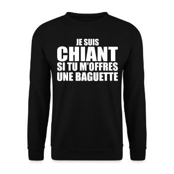 Mann, der anbetet: Baguette. Lustiger Design-Humor - Unisex Pullover - Schwarz - Vorne - Alina (178cm) & Michal (187cm)