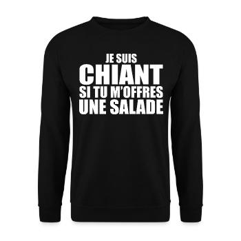 Mann, der liebt: Salat. Lustiger Design-Humor - Unisex Pullover - Schwarz - Vorne - Alina (178cm) & Michal (187cm)