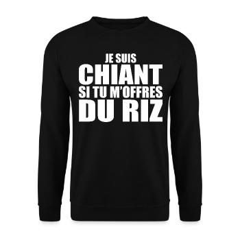 Homme qui adore : Riz. Design Drôle Humour Sushi - Sweat-shirt Unisexe - noir - Devant - Alina (178cm) & Michal (187cm)