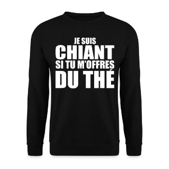 Man Who Adores: Tea. Funny Design Humor - Unisex Sweatshirt - black - Front - Alina (178cm) & Michal (187cm)
