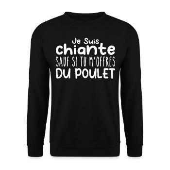 Woman who adores: Chicken. Funny Design Humor - Unisex Sweatshirt - black - Front - Alina (178cm) & Michal (187cm)