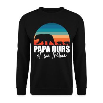 Papa ours - Petits ours - Sweat-shirt Unisexe - noir - Devant - Alina (178cm) & Michal (187cm)