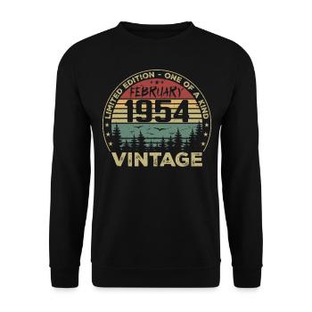 Vintage February 1954 Retro February 1954 Gift - Unisex Sweatshirt - black - Front - Alina (178cm) & Michal (187cm)