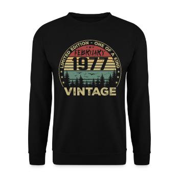 Rétro Février 1977 Cadeau Vintage Février 1977 - Sweat-shirt Unisexe - noir - Devant - Alina (178cm) & Michal (187cm)