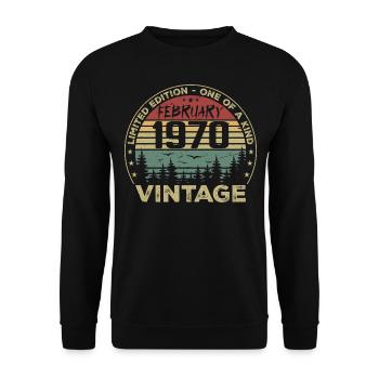 Rétro Février 1970 Cadeau Vintage Février 1970 - Sweat-shirt Unisexe - noir - Devant - Alina (178cm) & Michal (187cm)