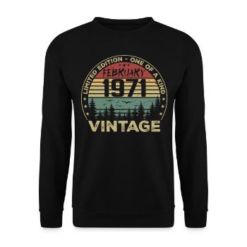Rétro Février 1971 Cadeau Vintage Février 1971 - Sweat-shirt Unisexe - noir - Devant - Alina (178cm) & Michal (187cm)