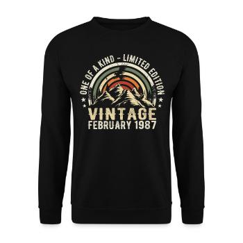 Anniversaire - février Cadeau Vintage février 1987 - Sweat-shirt Unisexe - noir - Devant - Alina (178cm) & Michal (187cm)