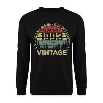Rétro Février 1993 Cadeau Vintage Février 1993 - Sweat-shirt Unisexe - noir - Devant - Alina (178cm) & Michal (187cm)