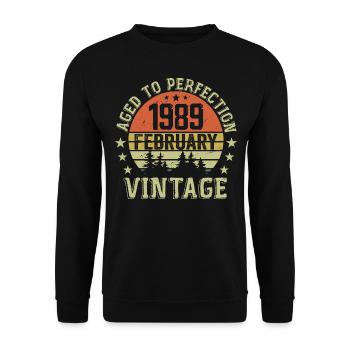 Février 1989 - Cadeau Anniversaire Février 1989 - Sweat-shirt Unisexe - noir - Devant - Alina (178cm) & Michal (187cm)