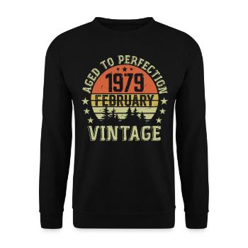 Février 1979 - Cadeau Anniversaire Février 1979 - Sweat-shirt Unisexe - noir - Devant - Alina (178cm) & Michal (187cm)