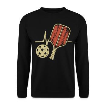 Pickleball Heartbeat | Schäger Ball - Unisex Sweatshirt - black - Front - Alina (178cm) & Michal (187cm)