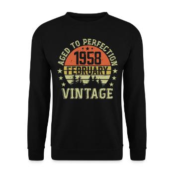 Février 1958 - Cadeau Anniversaire Février 1958 - Sweat-shirt Unisexe - noir - Devant - Alina (178cm) & Michal (187cm)