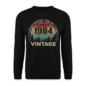 März 1984 - Bestes Geburtstagsgeschenk März 1984 - Unisex Pullover - Schwarz - Vorne - Alina (178cm) & Michal (187cm)