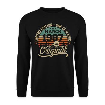 Original March 1987 Birthday Gift March 1987 - Unisex Sweatshirt - black - Front - Alina (178cm) & Michal (187cm)