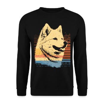 Samojede Vintage Portrait - Unisex Pullover - Schwarz - Vorne - Alina (178cm) & Michal (187cm)