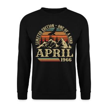 Bestes Geburtstagsgeschenk April 1966 - Unisex Pullover - Schwarz - Vorne - Alina (178cm) & Michal (187cm)