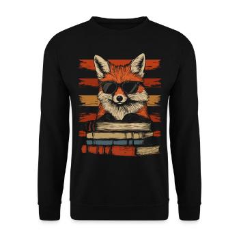 Fox with sunglasses and books - Unisex Sweatshirt - black - Front - Alina (178cm) & Michal (187cm)